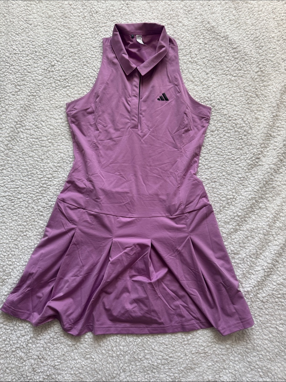 adidas Lavender Sleeveless Polo Tennis Dress with Black Logo - Picture 1 of 3